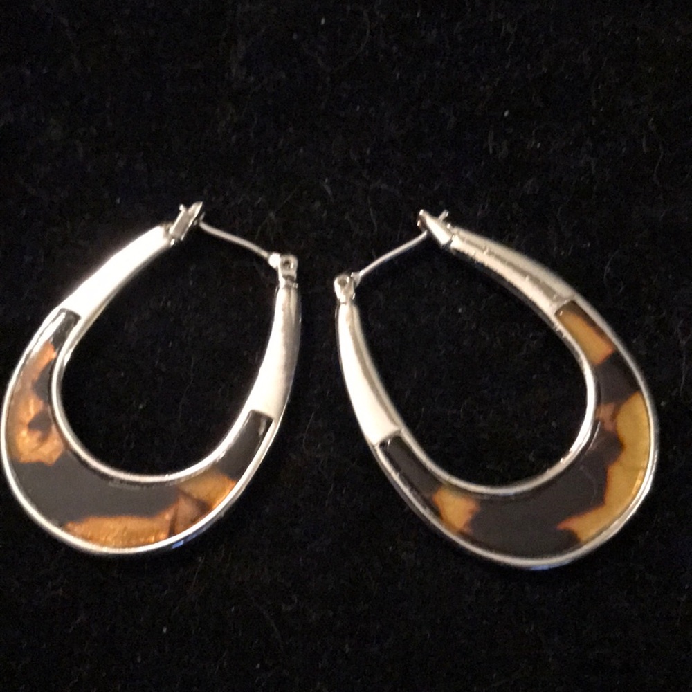 Talbots silver and tortoise hoops